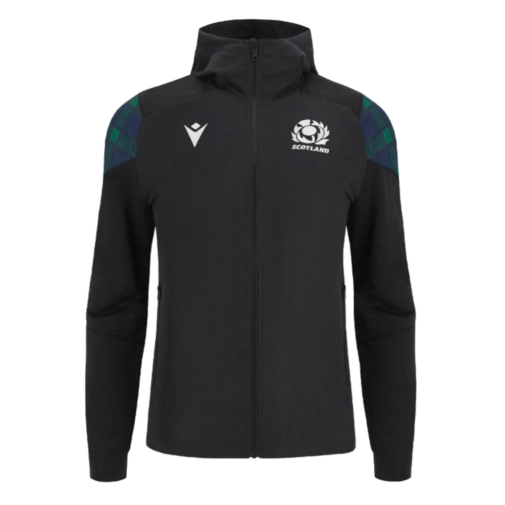 2023-2024 Scotland Rugby Travel Full Zip Hoodie (Black) Product - Hoodies Macron   