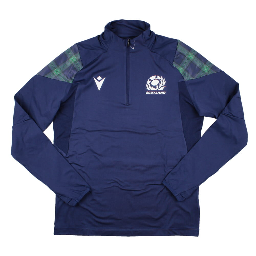 2023-2024 Scotland Rugby Half Zip Softshell Top (Blue) Product - Training Tops Macron   