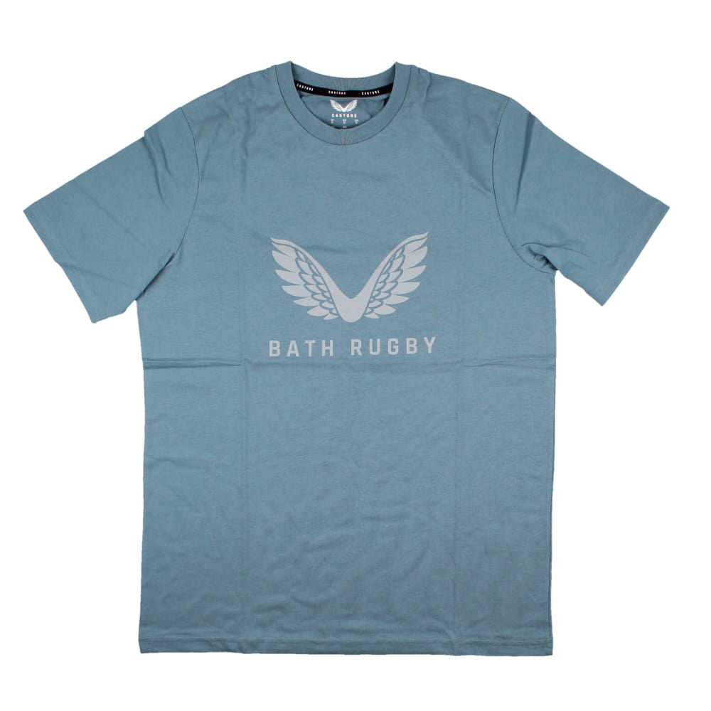 2023-2024 Bath Rugby Cotton Logo Tee (Blue) Product - T-Shirt Castore   