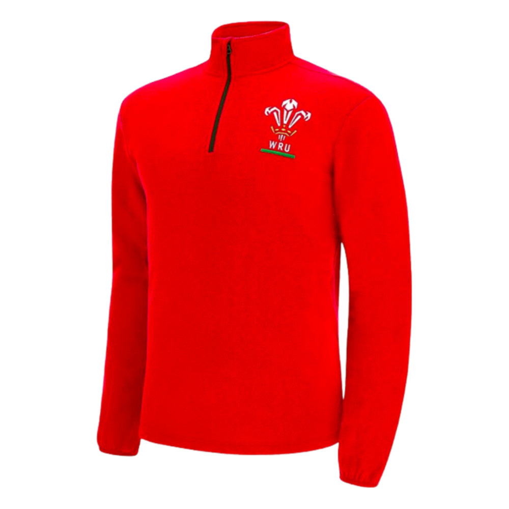 Wales RWC 2023 Half Zp Fleece Rugby Top (Red) Product - Training Shirts Macron   