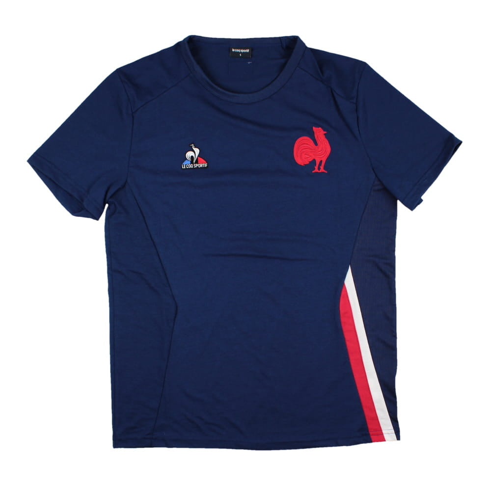 2023-2024 France Rugby Presentation Tee (Blue) Product - Training Shirts Le Coq Sportif   