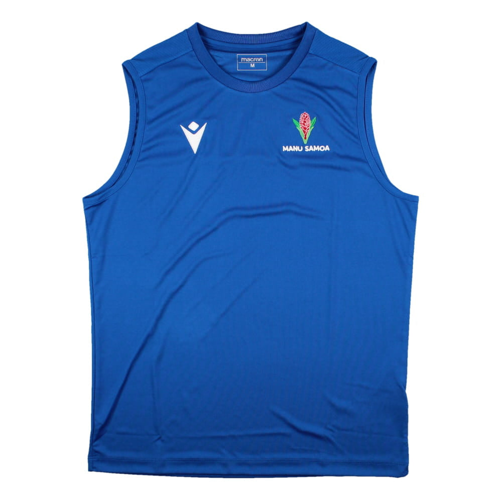 2023-2024 Samoa Rugby Sleeveless Training Jersey (Royal) Product - Sleeveless Macron   