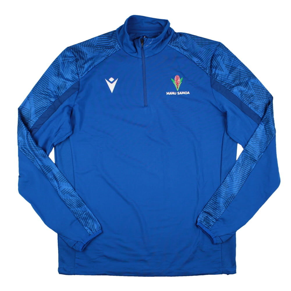 2023-2024 Samoa Rugby Training Performance Fleece Half Zip (Royal) Product - Training Tops Macron   