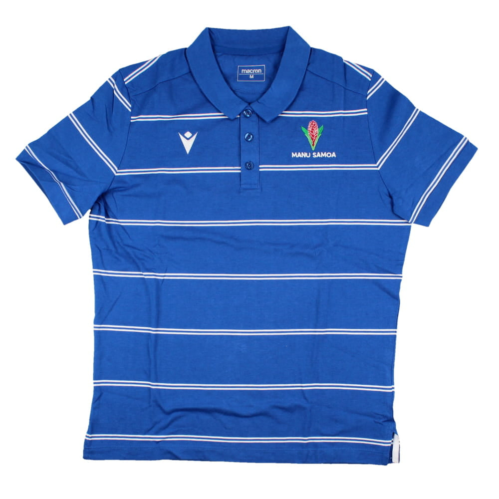 2023-2024 Samoa Rugby Travel Player Cotton Polo Shirt (Royal) Product - Polo Shirts Macron   