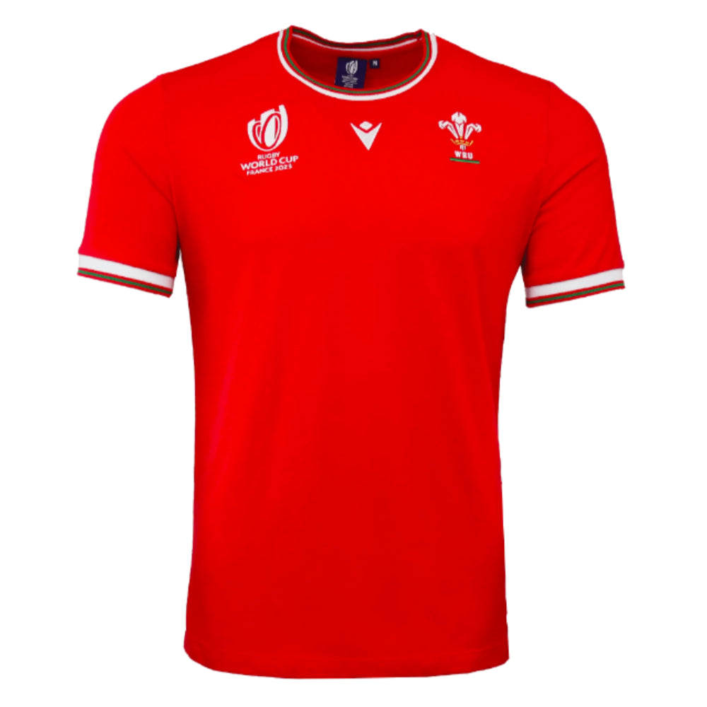 2023-2024 Wales Rugby RWC Poly Tee (Red) Product - T-Shirt Macron   
