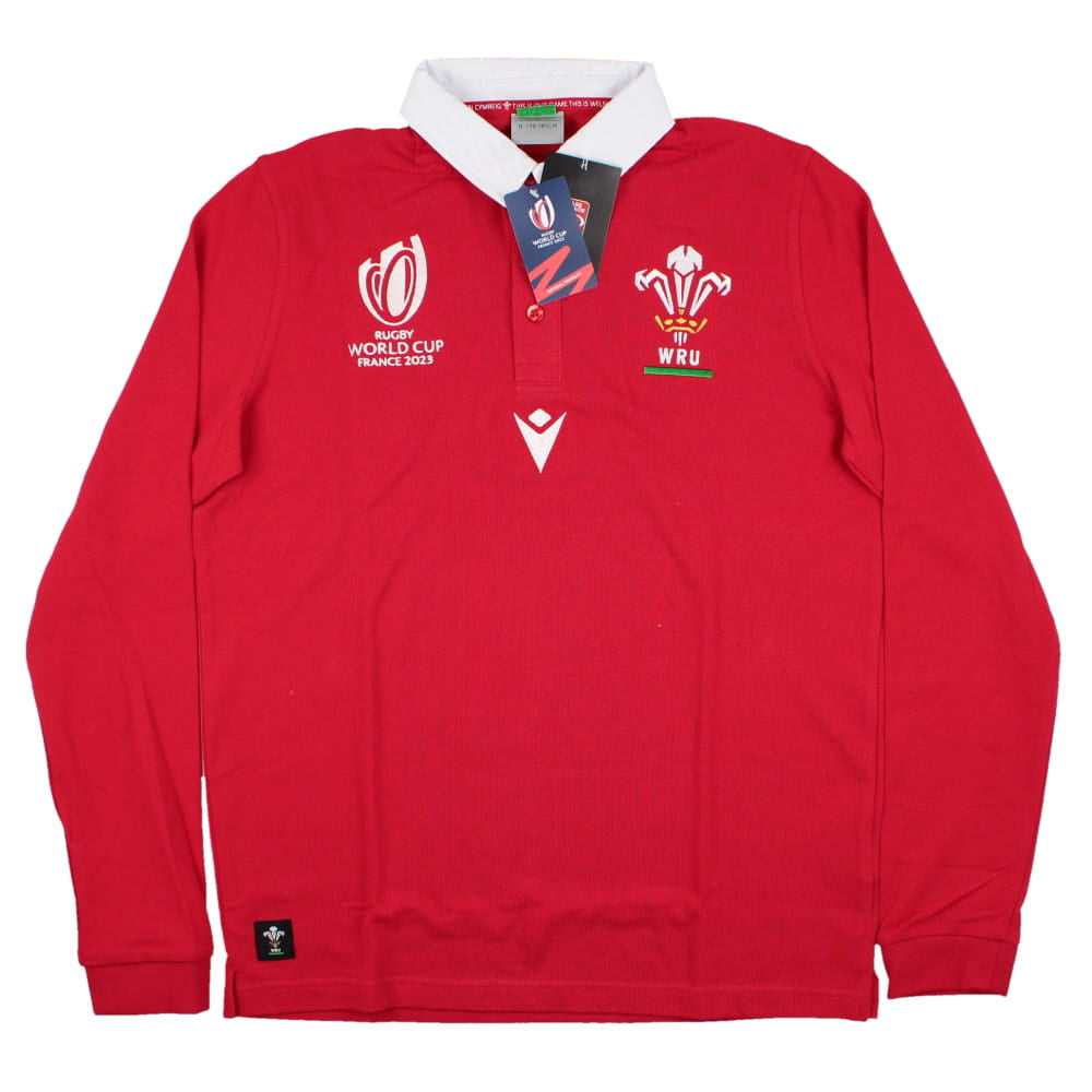 Wales RWC 2023 WRU Rugby Poly Cotton LS Rugby Jersey Product - T-Shirt Macron   