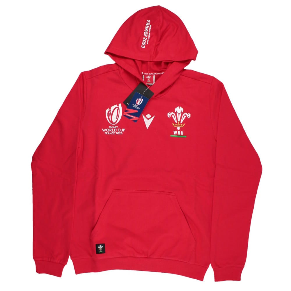 Wales RWC 2023 WRU Rugby Hooded Sweatshirt (Red) Product - Hoodies Macron   