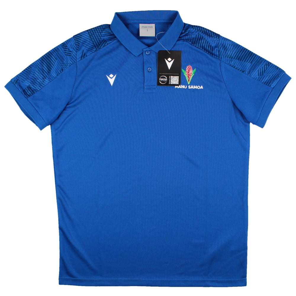 2023-2024 Samoa Rugby Travel Player Poly Polo Shirt (Royal) Product - Polo Shirts Macron   