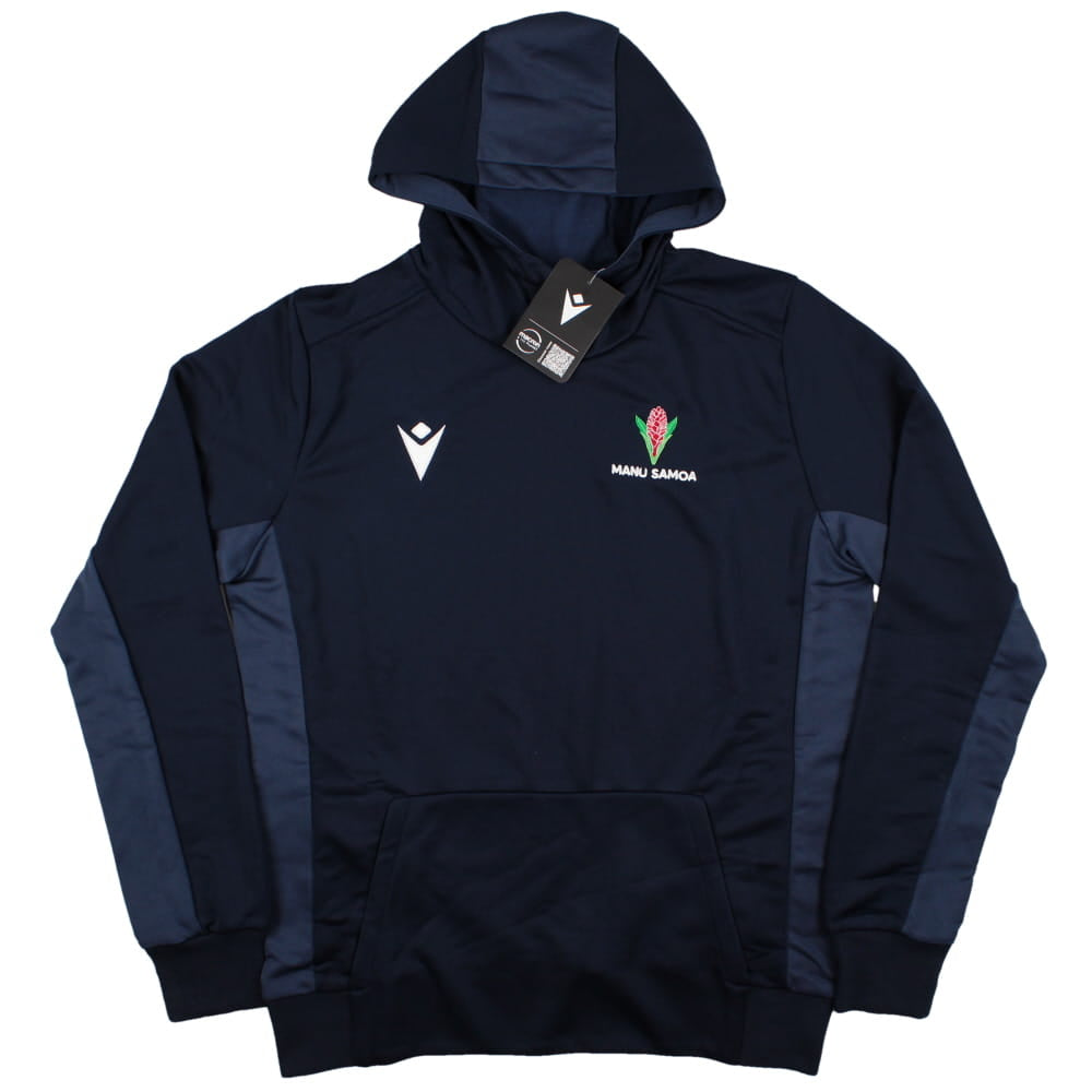 2023-2024 Samoa Rugby Travel Cotton Hooded Sweatshirt (Navy) Product - Hoodies Macron   