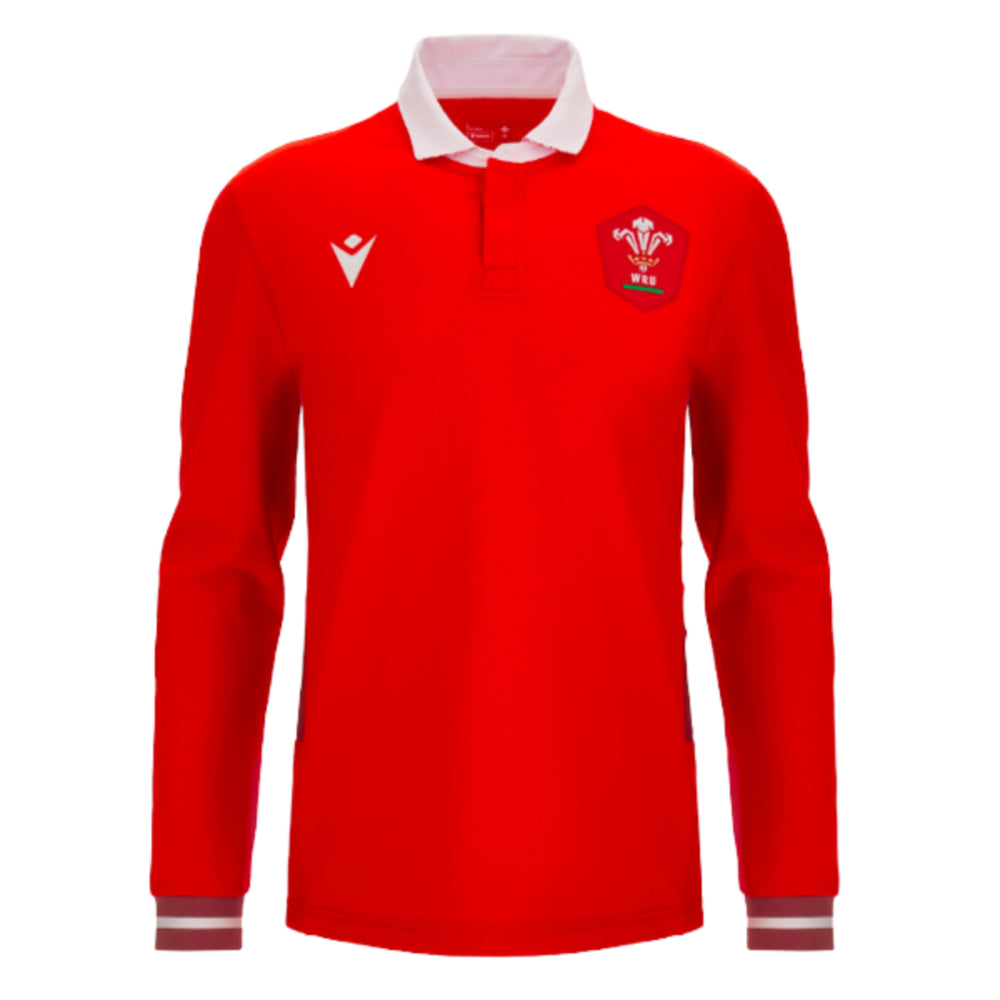 2023-2024 Wales Rugby LS Cotton Home Shirt Product - Football Shirts Macron   
