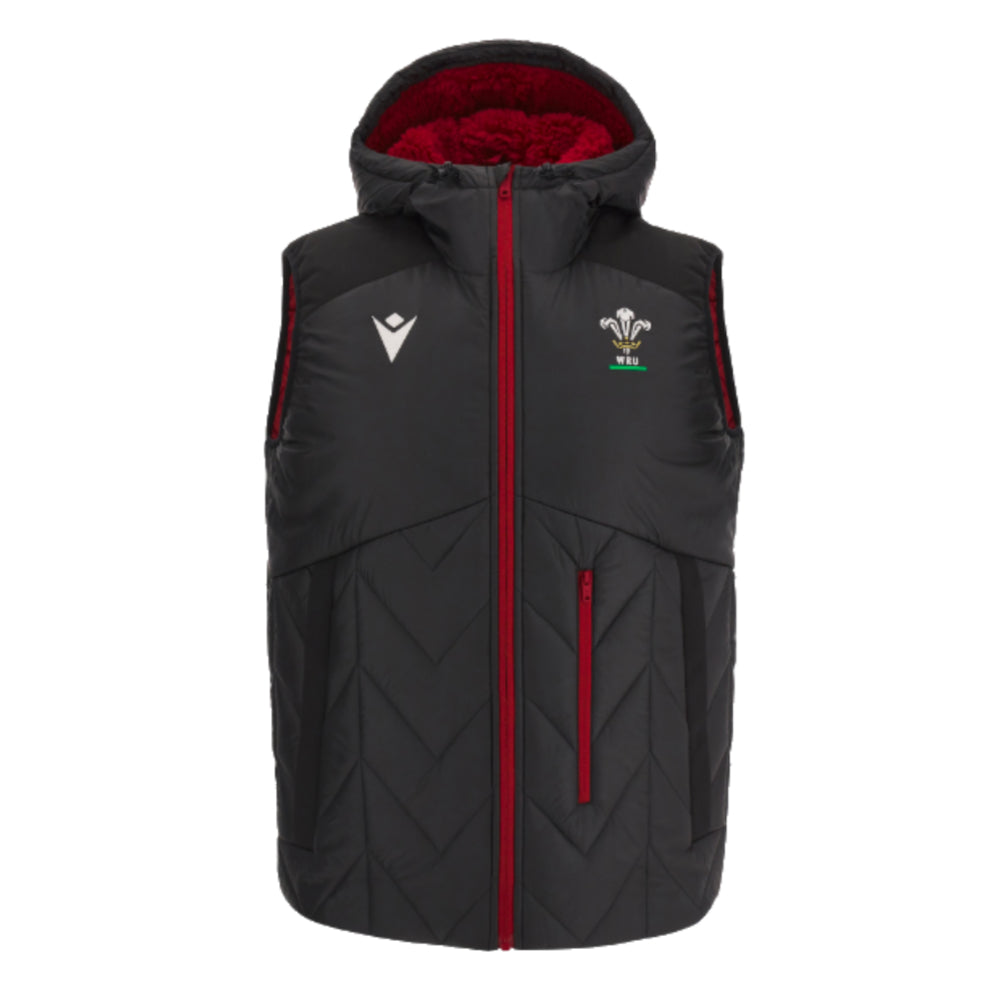 2023-2024 Wales Rugby Padded Gilet (Black) Product - Jackets Macron   