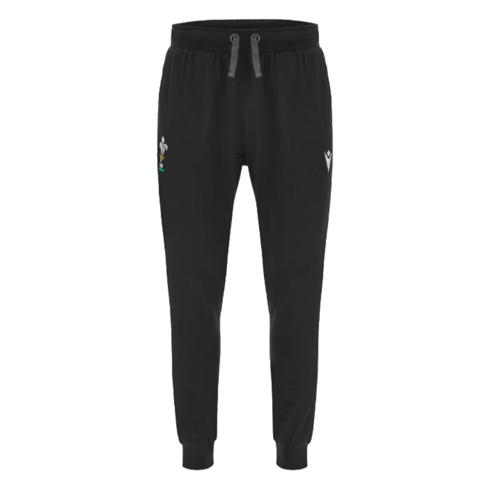 2023-2024 Wales Rugby Travel Brushed Cotton Pants (Black) Product - Pants Macron   