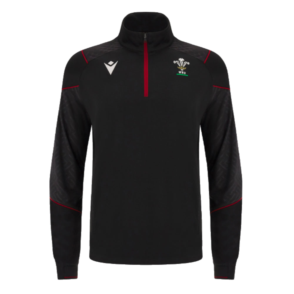 2023-2024 Wales Rugby WRU Half Zip Fleece (Black) Product - Fleeces Macron   