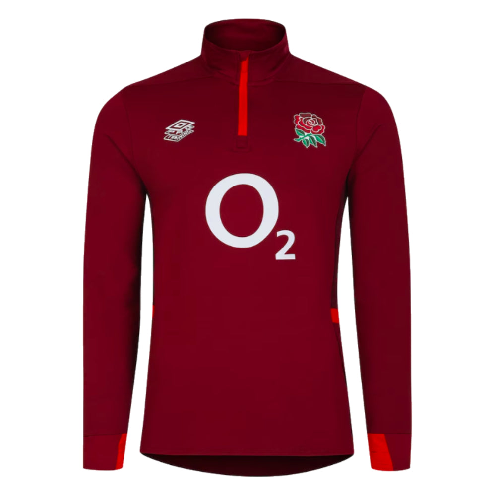 2023-2024 England Rugby Midlayer Top (Tibetan Red) Product - Training Tops Umbro   