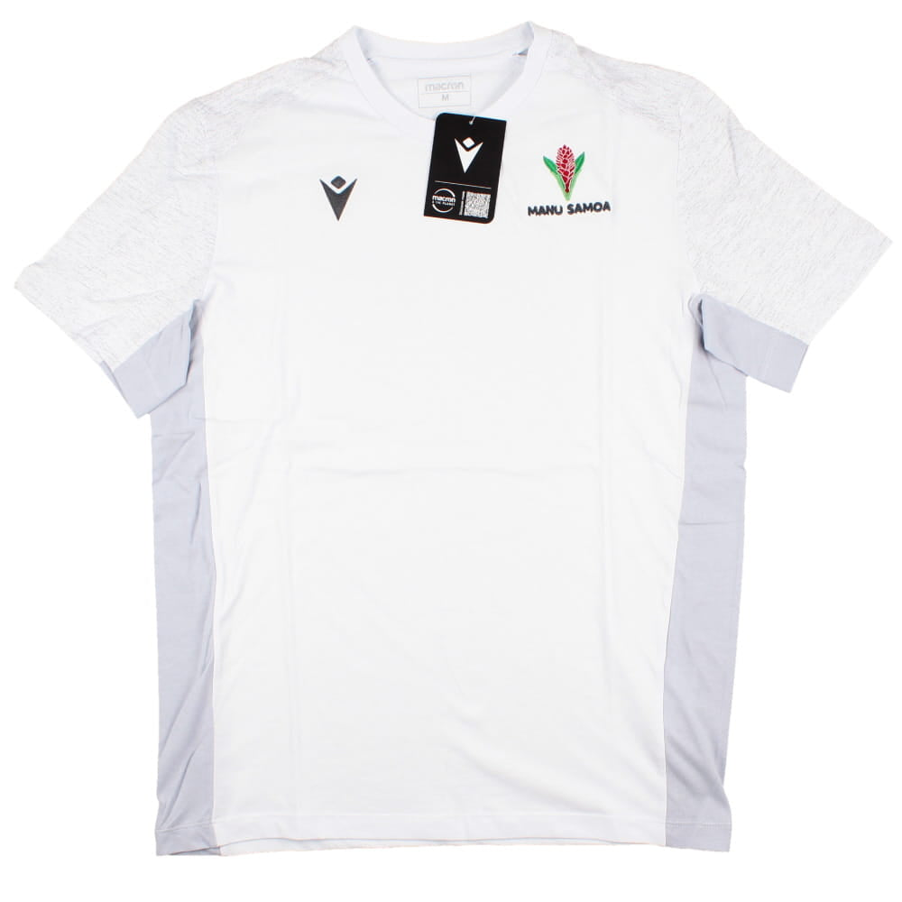 2023-2024 Samoa Rugby Travel Cotton Shirt (White) Product - T-Shirt Macron   