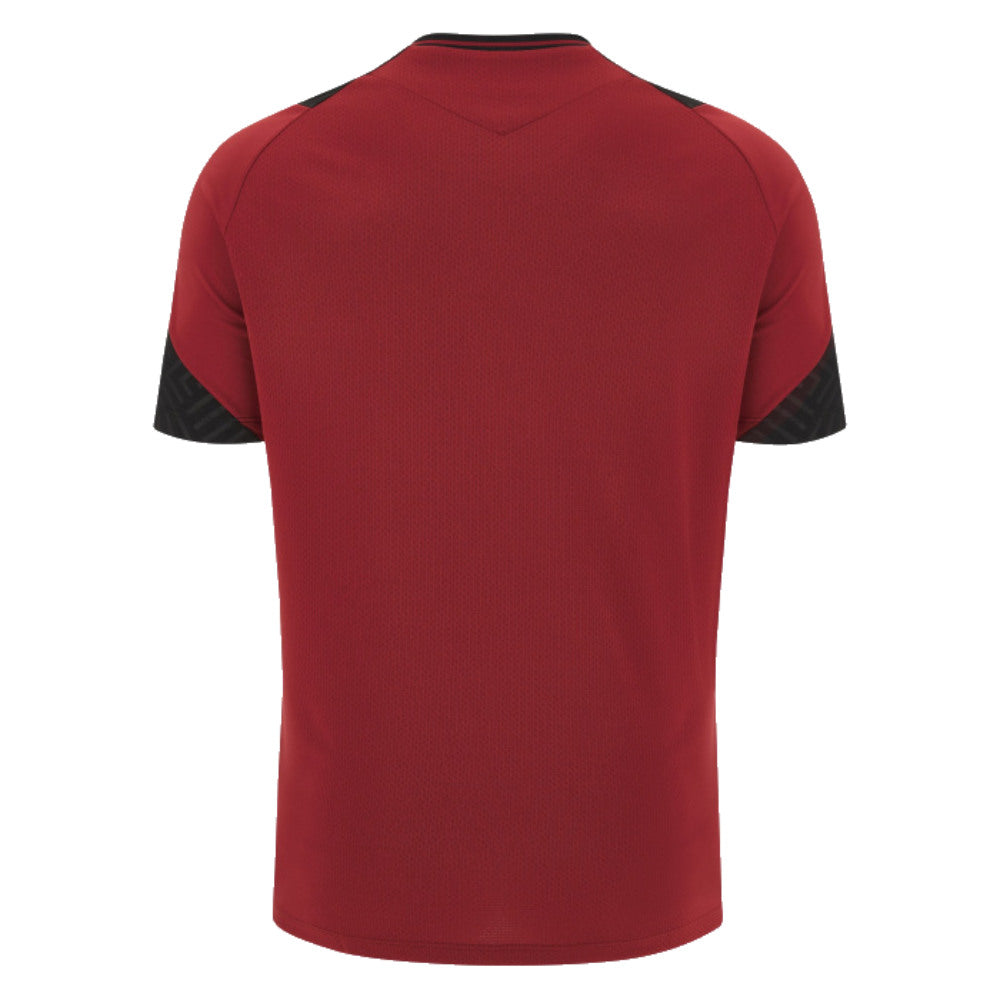 2023-2024 Wales Rugby Training Gym T-Shirt (Red) Product - Training Shirts Macron   
