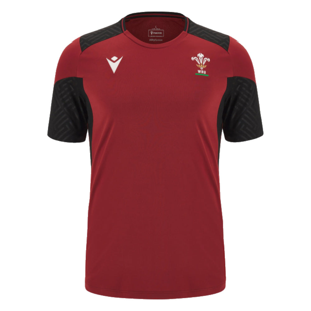 2023-2024 Wales Rugby Training Gym T-Shirt (Red) Product - Training Shirts Macron   