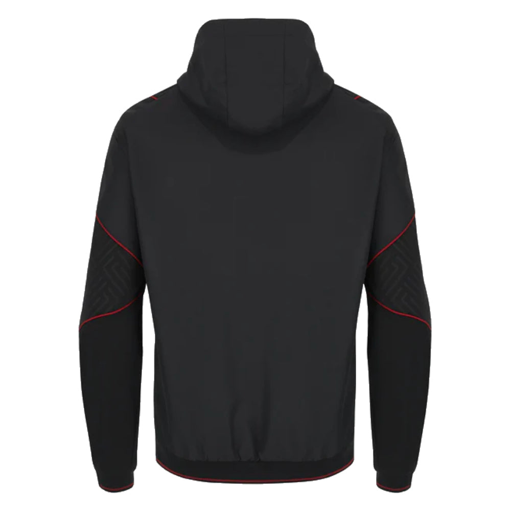 2023-2024 Wales Rugby Hooded WRU Full Zip Sweatshirt (Black) - Kids Product - Hoodies Macron   