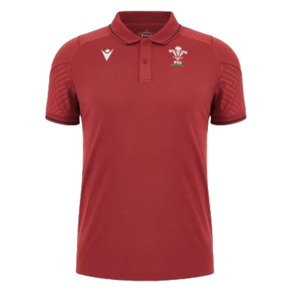 2023-2024 Wales Rugby Travel Polo Shirt (Red) Product - Polo Shirts Macron   