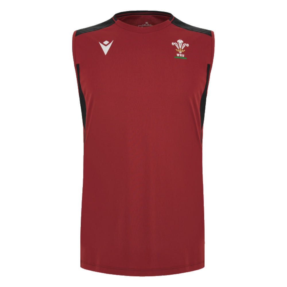 2023-2024 Wales Rugby Sleeveless Training Vest (Red) Product - Sleeveless Macron   