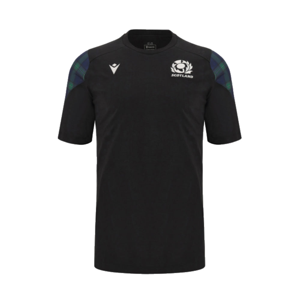 2023-2024 Scotland Rugby Travel Cotton Tee (Black) - Kids Product - T-Shirt Macron   