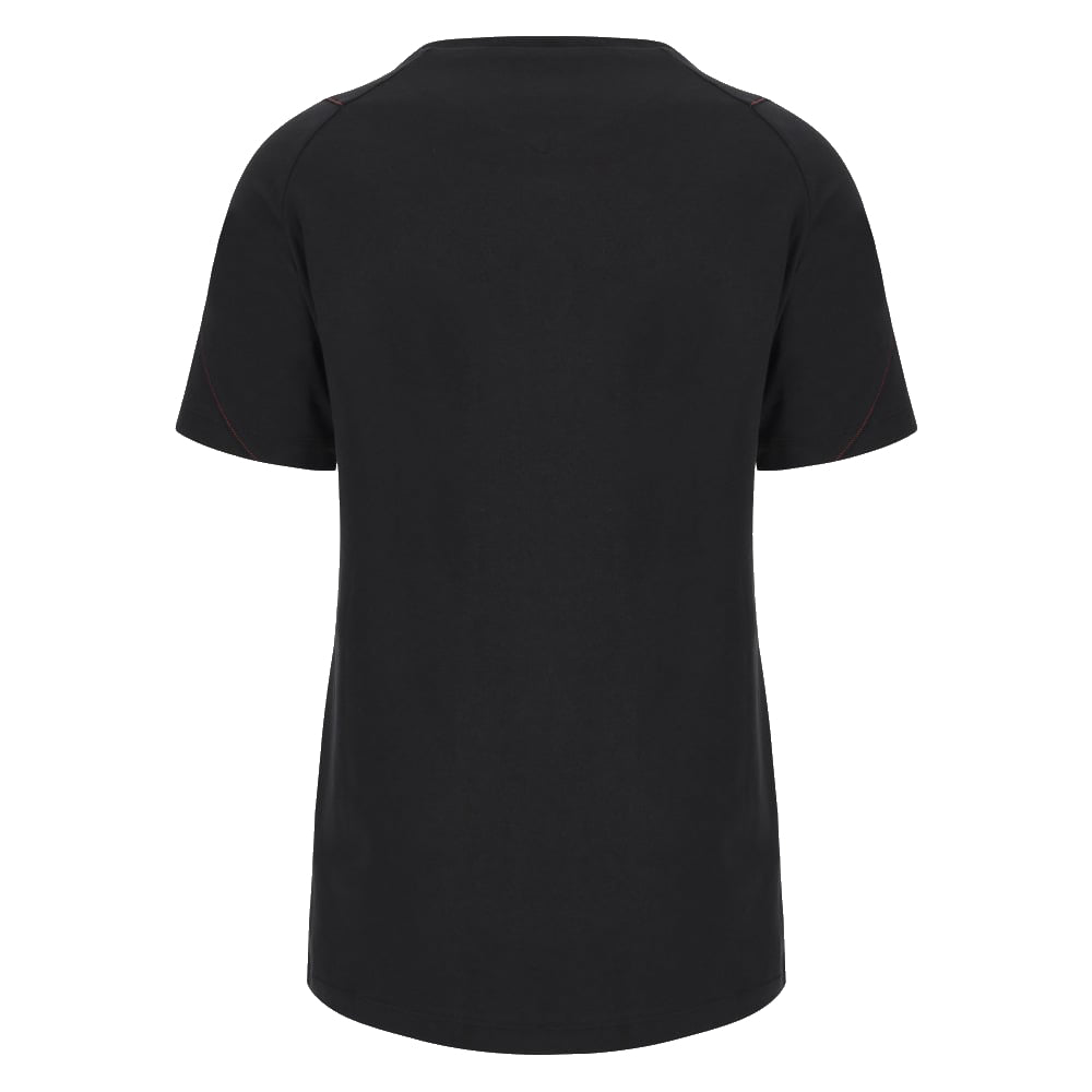 2023-2024 Wales Rugby WRU Cotton Tee (Black) - Ladies Product - T-Shirt Macron   