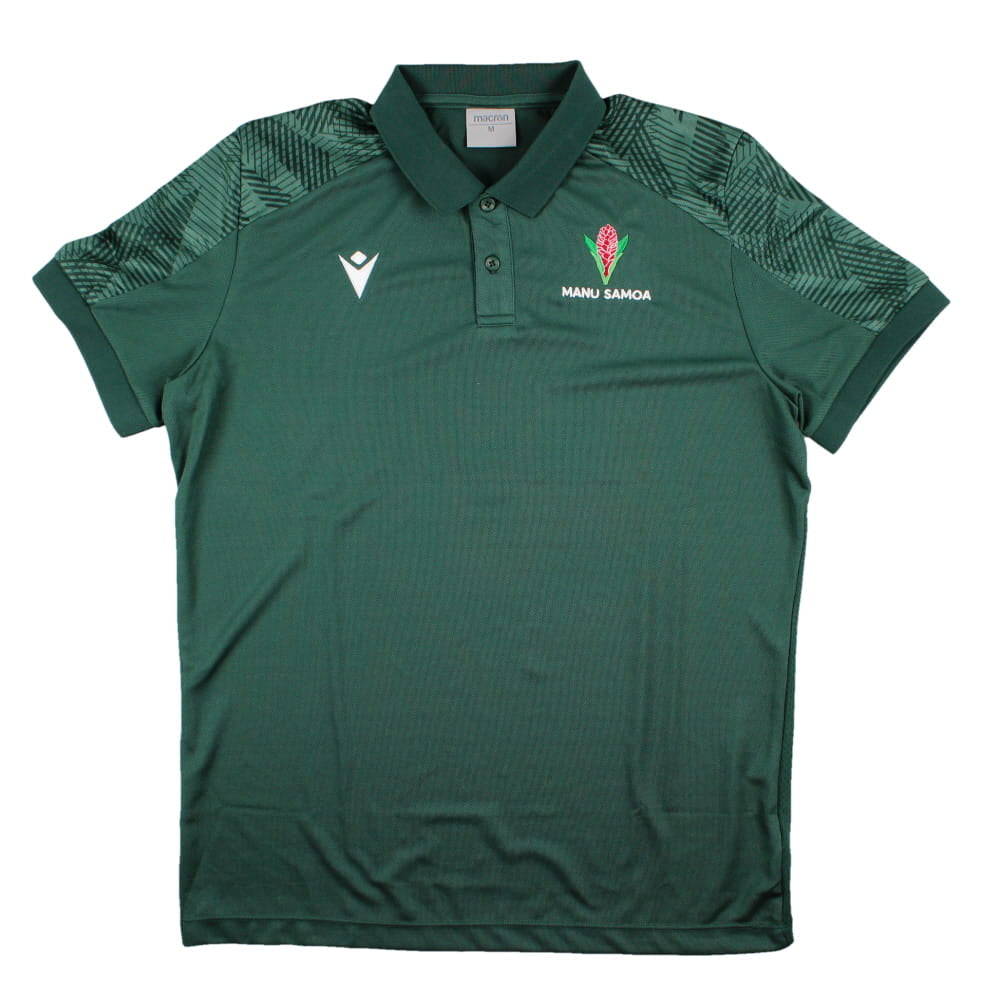 2023-2024 Samoa Rugby Travel Player Polo Shirt (Green) Product - Polo Shirts Macron   