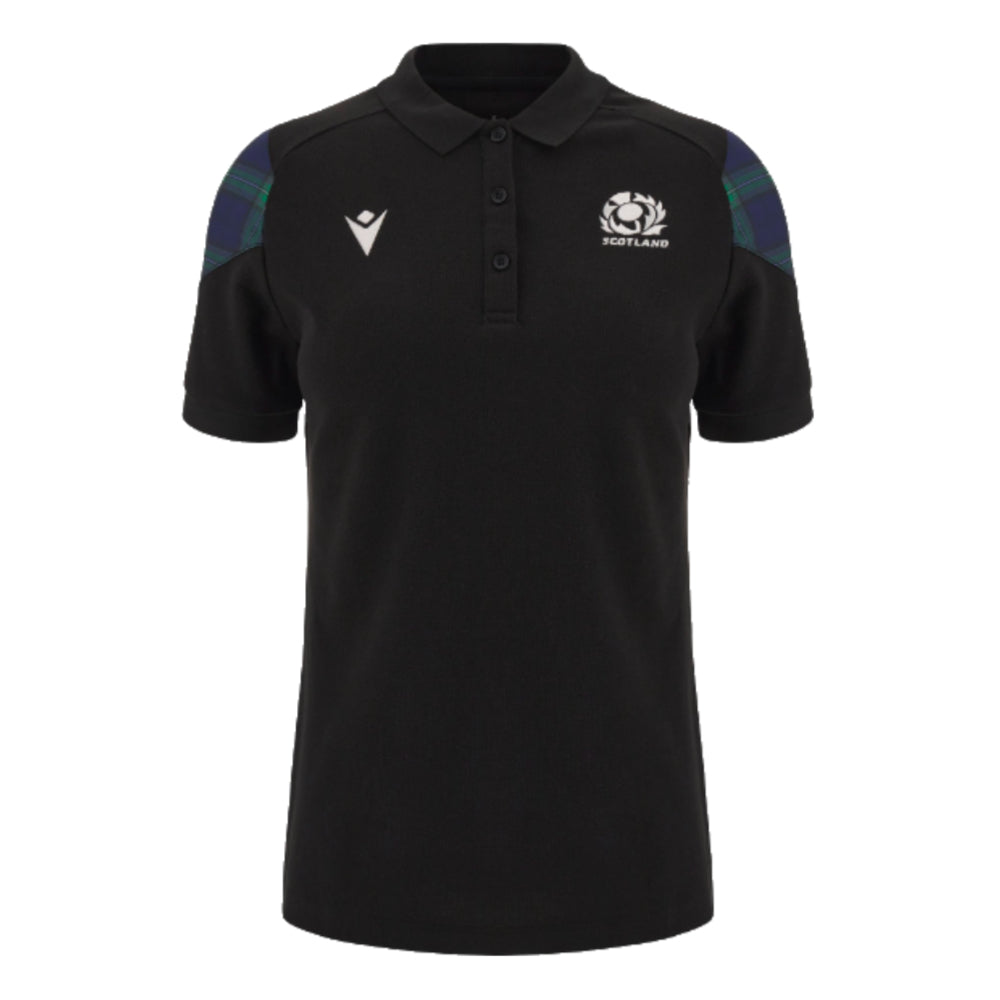 2023-2024 Scotland Rugby Travel Polo Shirt (Black) - Ladies Product - Polo Shirts Macron   