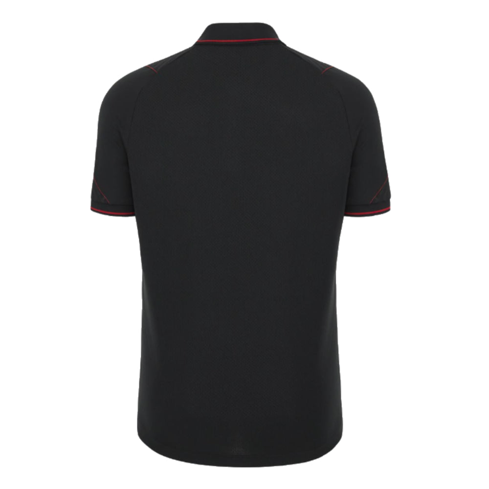 2023-2024 Wales Rugby Travel Polo Shirt (Black) Product - Polo Shirts Macron   