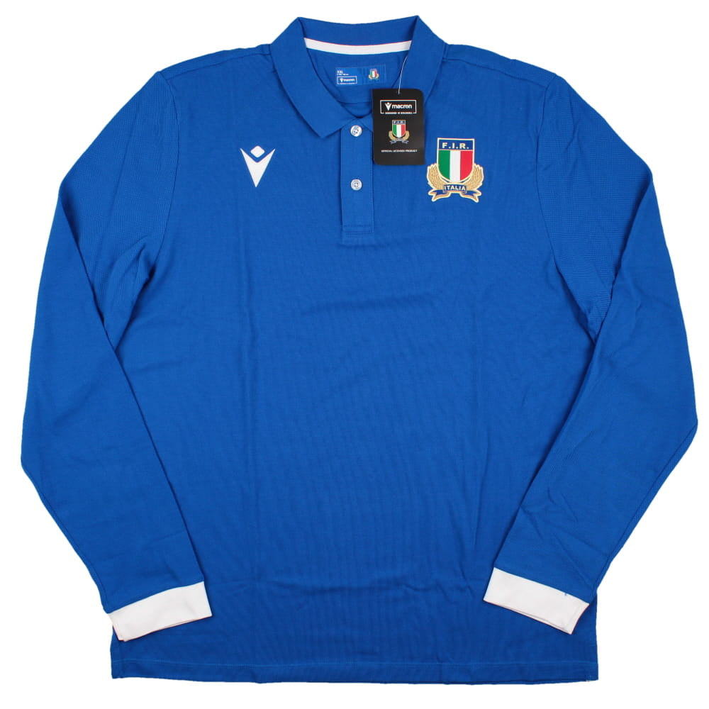2023-2024 Italy Rugby Home LS Cotton Shirt Product - Football Shirts Macron   