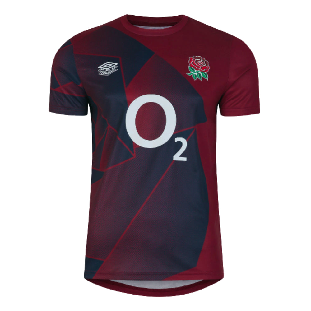 2023-2024 England Rugby Warm Up Jersey (Tibetan Red) Product - Training Shirts Umbro   