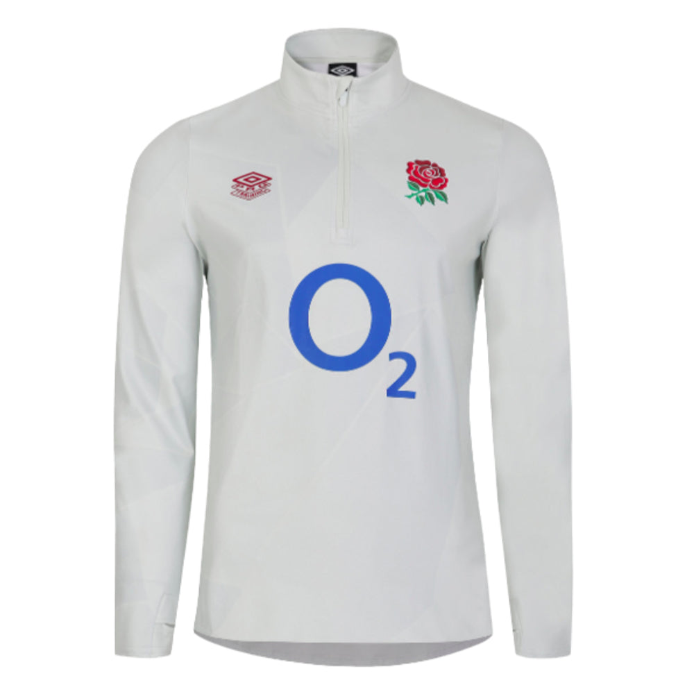 2023-2024 England Rugby Warm Up Mid Layer Top (White) Product - Training Tops Umbro   