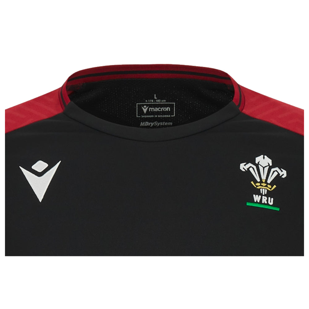 2023-2024 Wales Rugby LS Training Shirt (Black) Product - Training Shirts Macron   