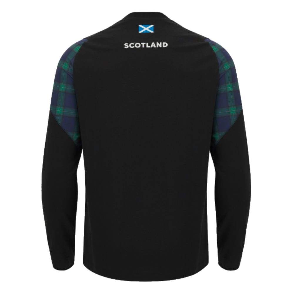 2023-2024 Scotland Rugby LS Travel Tee (Black) Product - T-Shirt Macron   