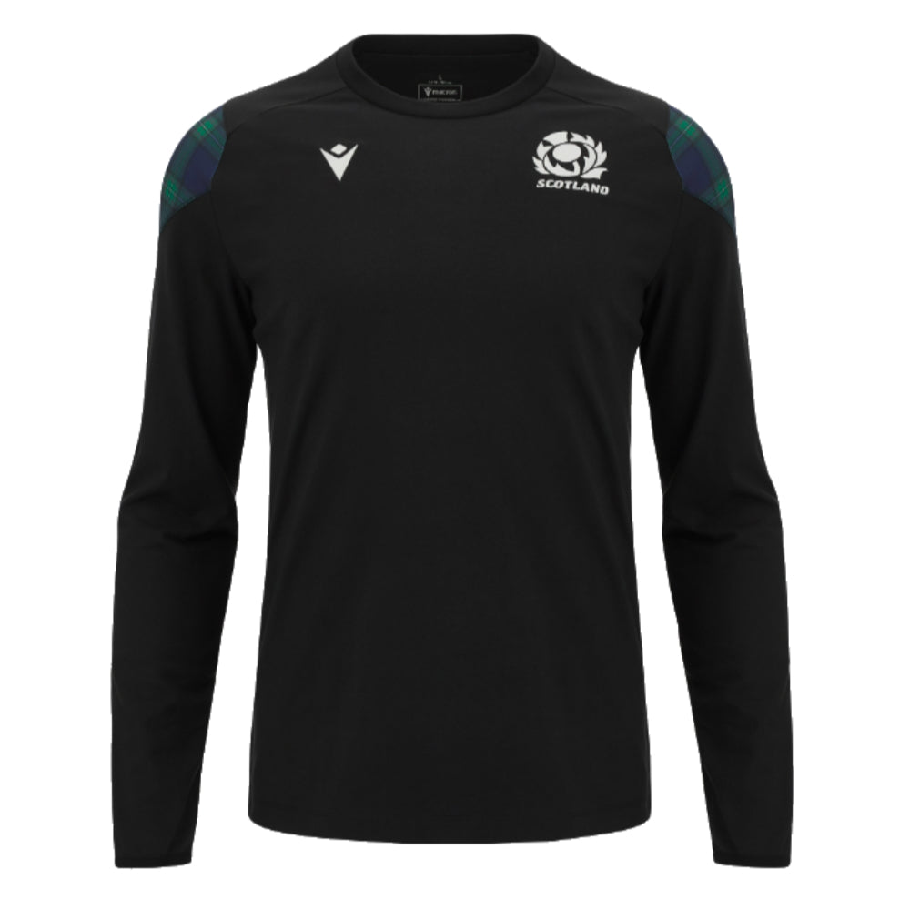 2023-2024 Scotland Rugby LS Travel Tee (Black) Product - T-Shirt Macron   