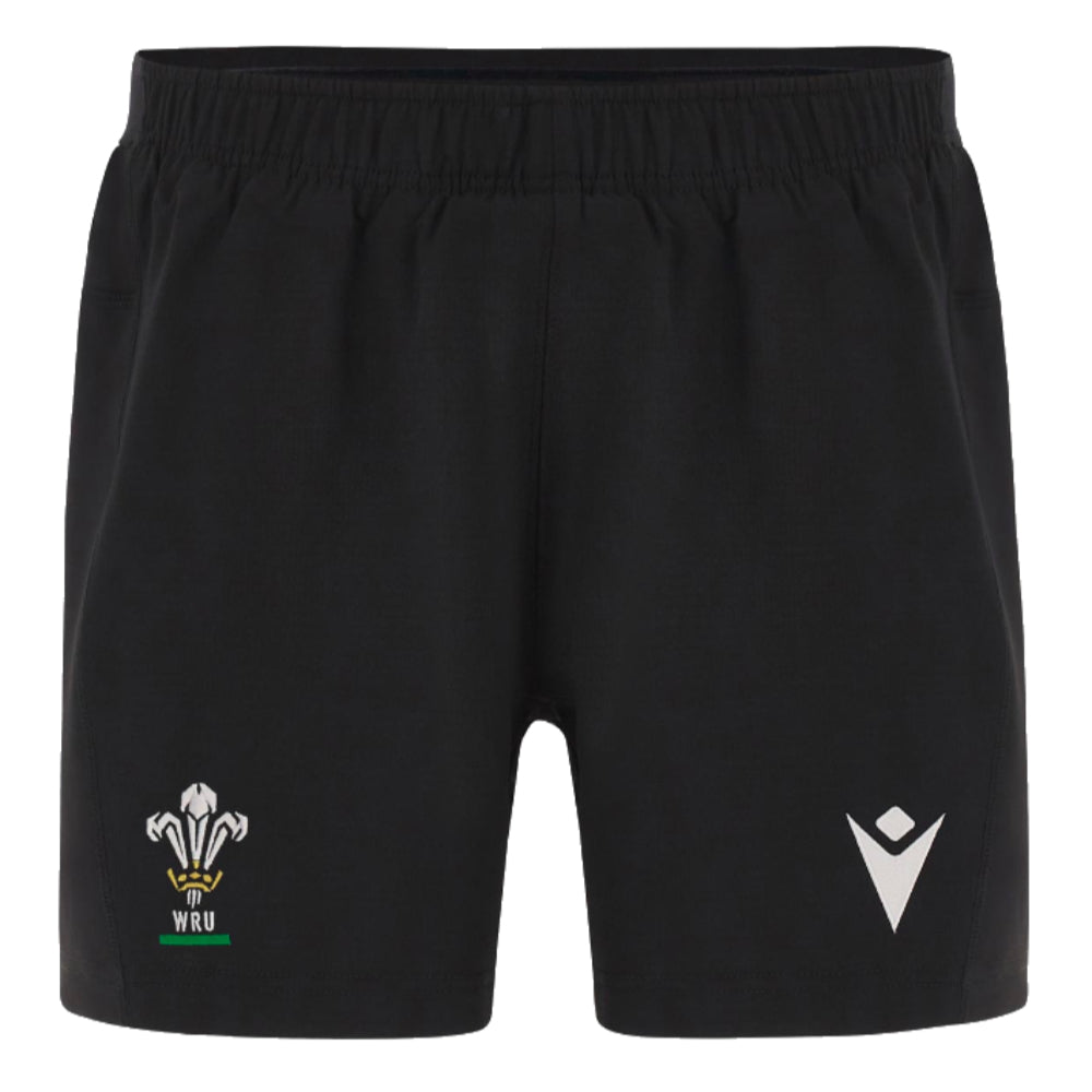 2023-2024 Wales Rugby Training Shorts (Black) Product - Shorts Macron   