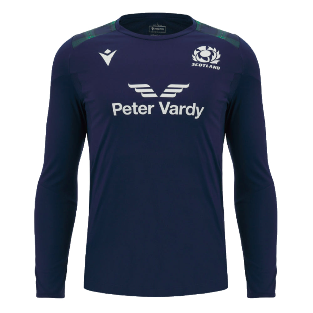 2023-2024 Scotland Rugby Long Sleeve Training Tee (Navy) Product - Training Shirts Macron   
