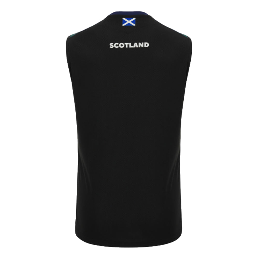 2023-2024 Scotland Rugby Training Gym Vest (Black) Product - Sleeveless Macron   