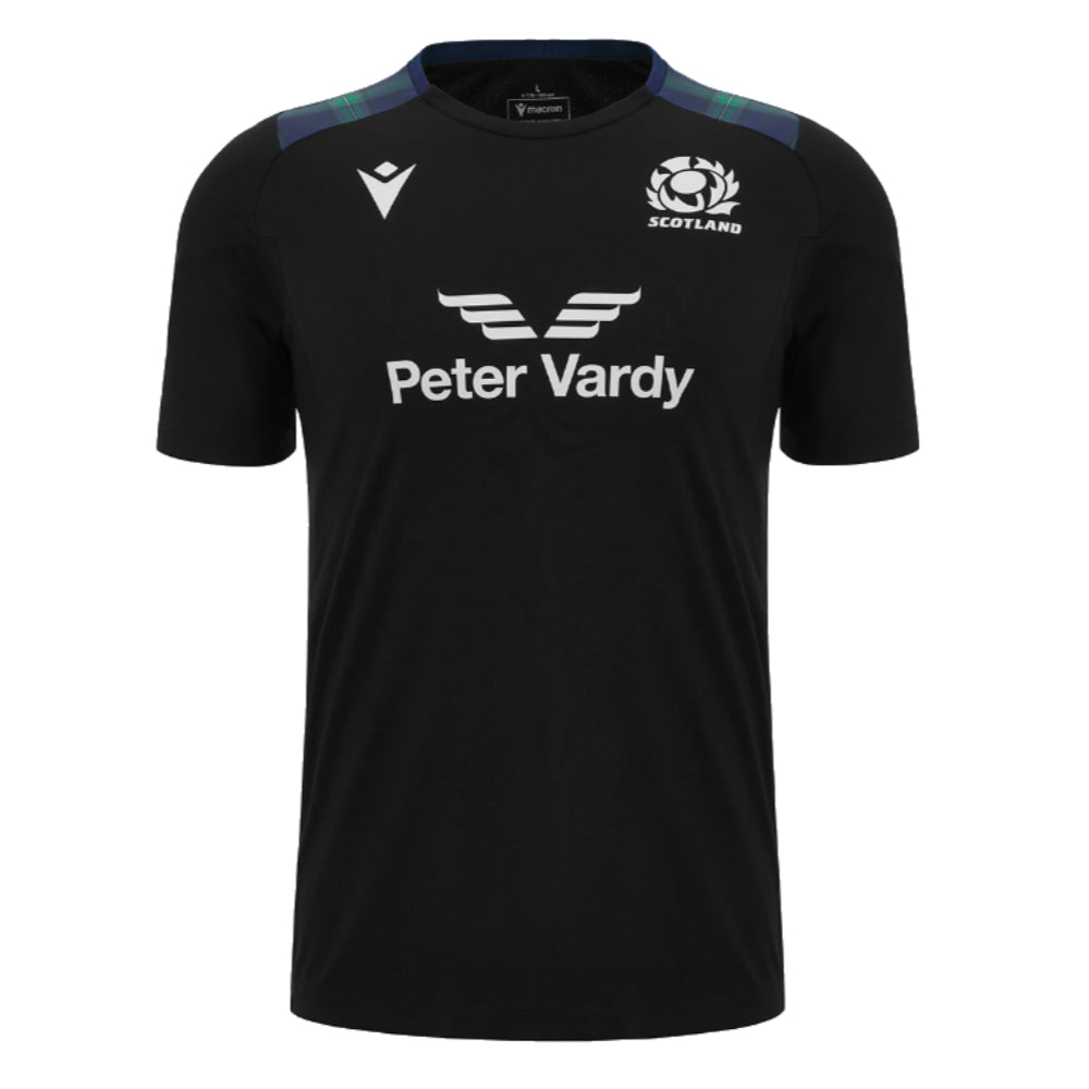 2023-2024 Scotland Rugby Training Gym Tee (Black) Product - Training Shirts Macron   