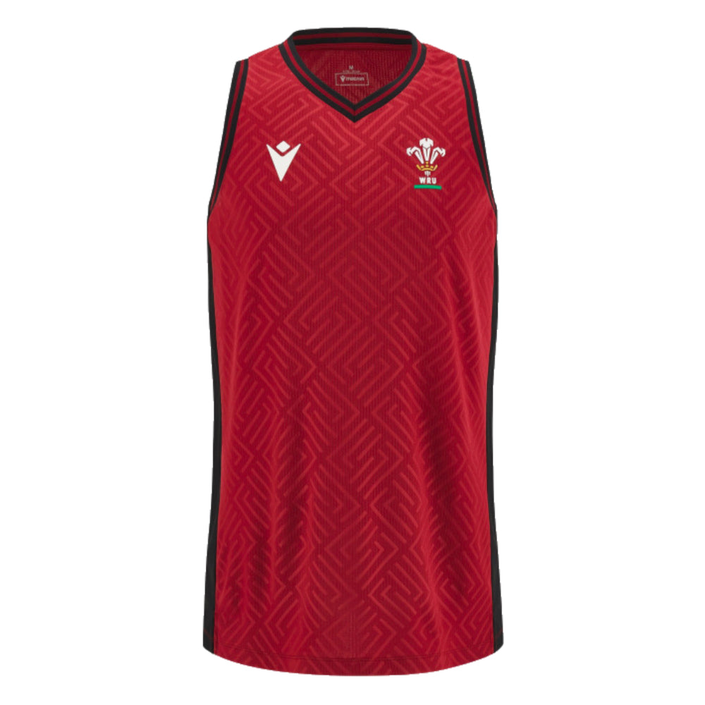 2023-2024 Wales Rugby Basketball Singlet (Red) Product - Sleeveless Macron   