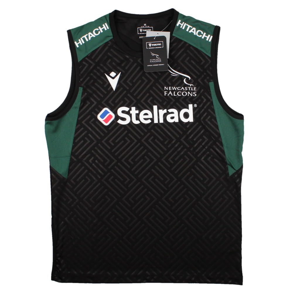 2023-2024 Newcastle Falcons Sleeveless Rugby Tee (Black) Product - Sleeveless Macron   