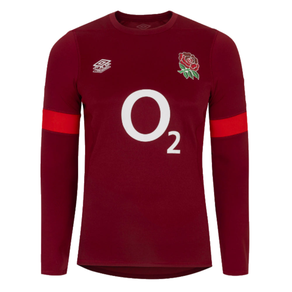 2023-2024 England Rugby Relaxed LS Training Jersey (Tibetan Red) Product - Training Tops Umbro   