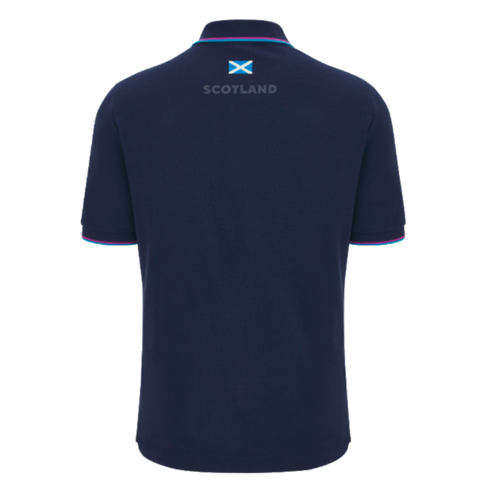 2023-2024 Scotland Rugby Leisure Polo Shirt (Navy) Product - Polo Shirts Macron   