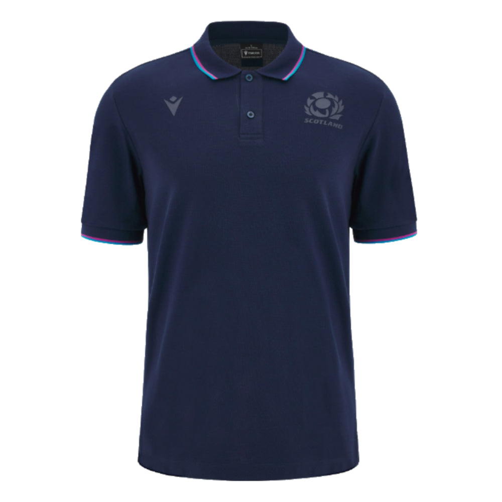 2023-2024 Scotland Rugby Leisure Polo Shirt (Navy) Product - Polo Shirts Macron   