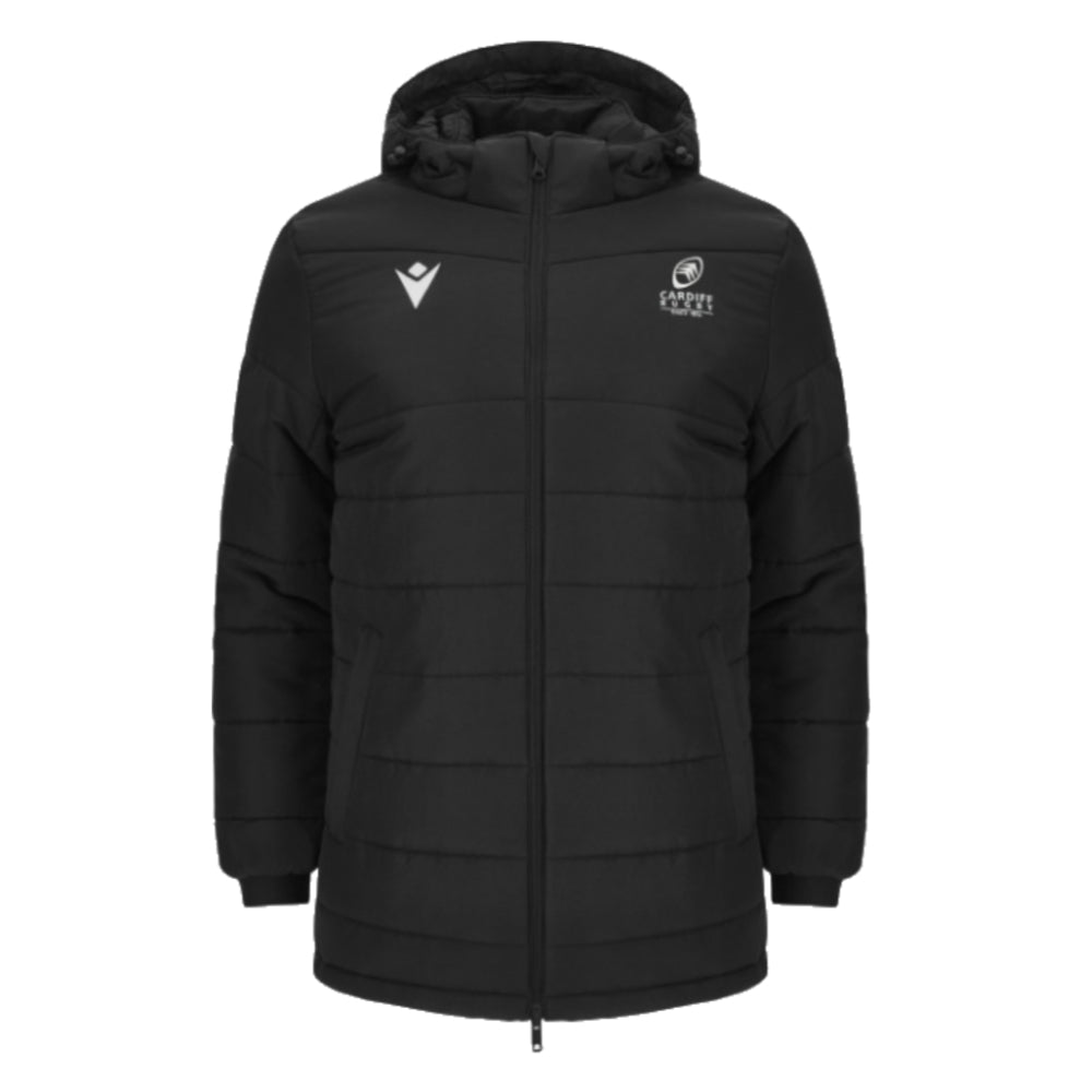 2023-2024 Cardiff Blues Rugby Travel Padded Jacket (Black) Product - Jackets Macron   