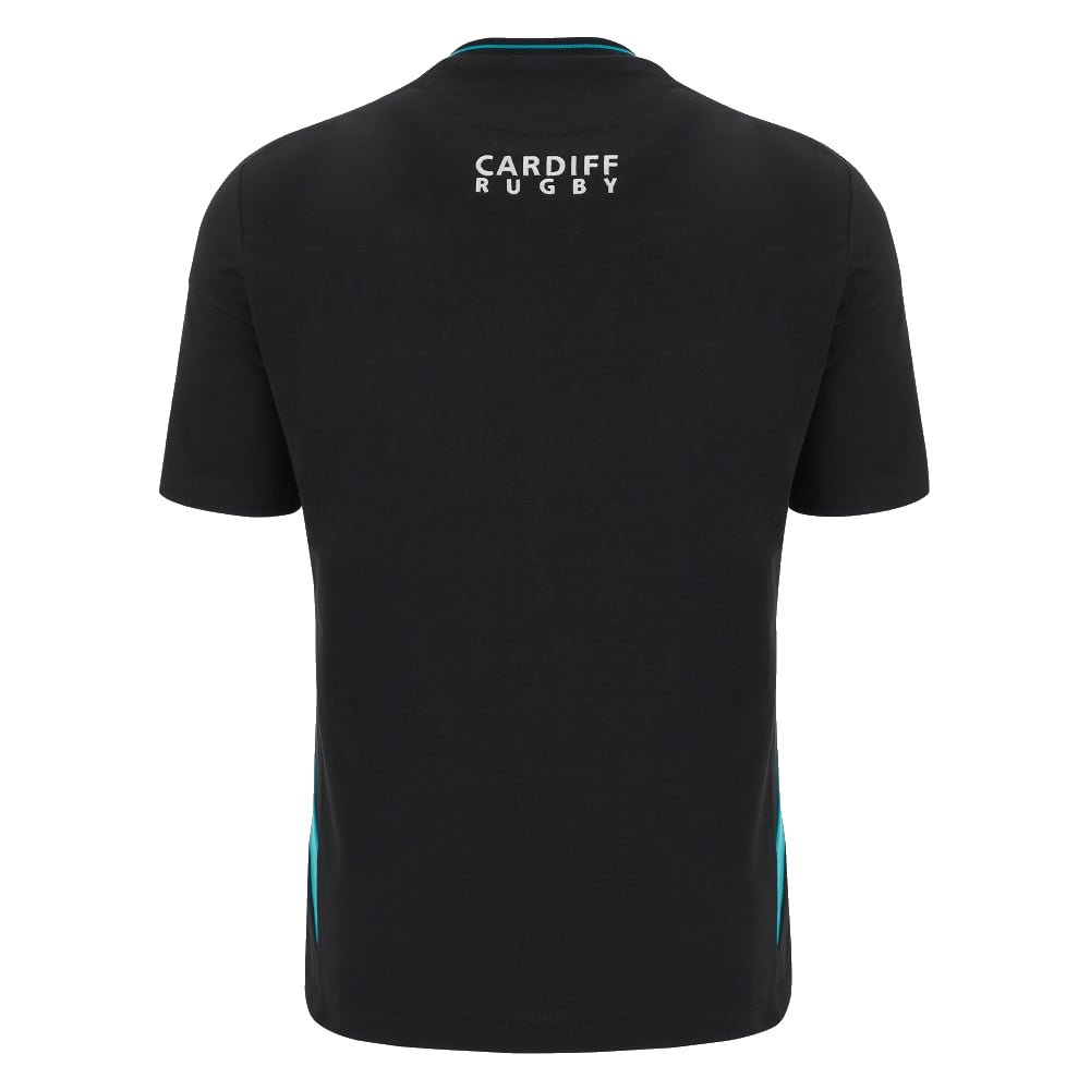 2023-2024 Cardiff Blues Travel Rugby T-Shirt (Black) Product - T-Shirt Macron   