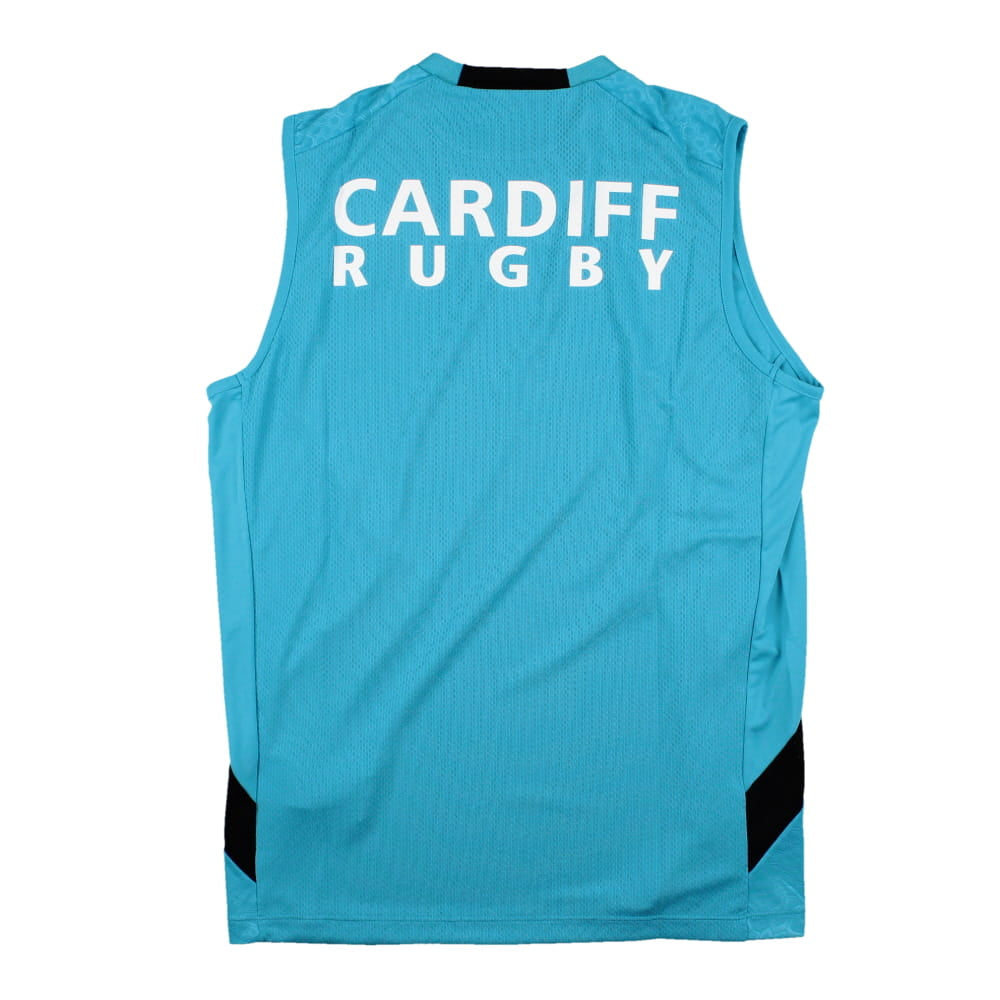 2023-2024 Cardiff Blues Rugby Training Vest (Aqua) Product - Sleeveless Macron   