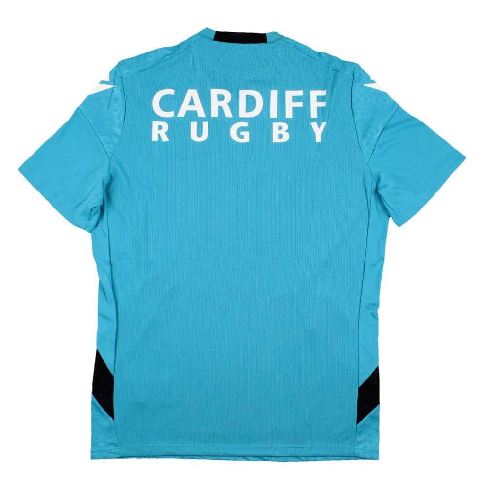 2023-2024 Cardiff Blues Rugby Training Poly Shirt (Aqua) (Your Name) Product - Hero Shirts Macron   