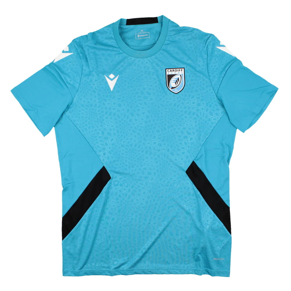 2023-2024 Cardiff Blues Rugby Training Poly Shirt (Aqua) Product - Training Shirts Macron   
