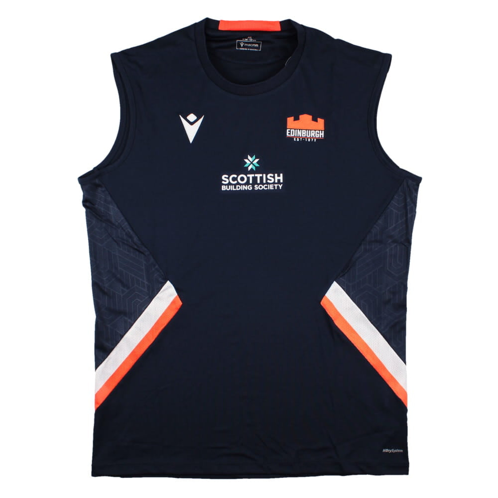 2023-2024 Edinburgh Rugby Training Vest (Navy) Product - Sleeveless Macron   